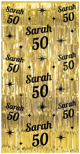 Deurgordijn Classy Goud Sarah 50 Jaar! - 200x100cm