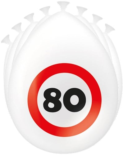 Ballonnen 80 jaar Verkeersbord - 8st