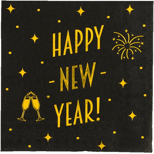 Servetten Happy New Year 16st - 17x19cm