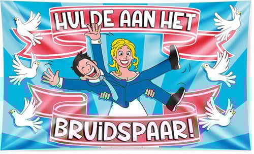 Gevelvlag Hulde Aan Het Bruidspaar Duif - 150x90cm