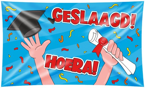 Gevelvlag Geslaagd Cartoon 150x90cm