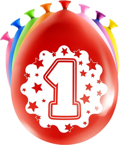 Ballonnen 1 Jaar Happy (8st)