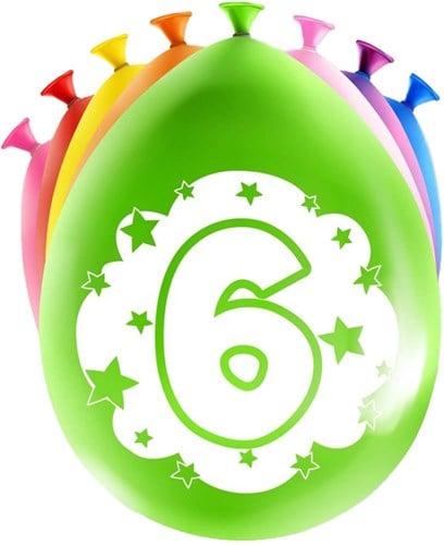 Ballonnen 6 Jaar Happy (8st)