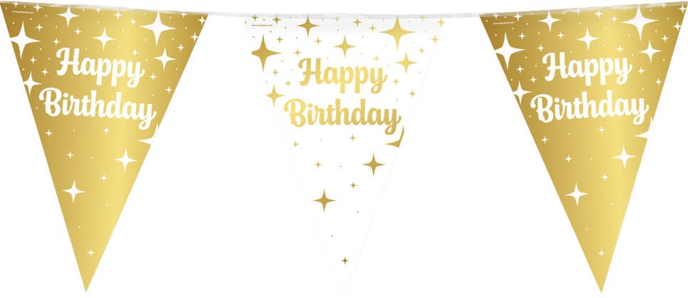 LUQ – Luxury Metallic White Gold Garlands – Bunting 10 Metres - Birthday Garland Decoration Party Decorations Flags Decoration