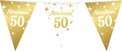 Fancy Vlaggenlijn Abraham 50 Jaar Goud/Wit - 10m