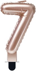 Taartkaarsje Nummer 7 'Folieballon' Rosé Goud