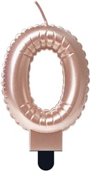Taartkaarsje Nummer 0 'Folieballon' Rosé Goud