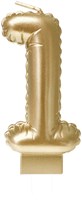 Taartkaarsje Nummer 1 'Folieballon' Goud