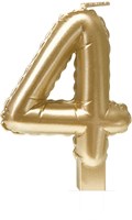 Taartkaarsje Nummer 4 'Folieballon' Goud