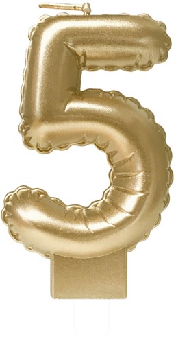 Taartkaarsje Nummer 5 'Folieballon' Goud