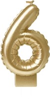 Taartkaarsje Nummer 6 'Folieballon' Goud