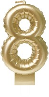 Taartkaarsje Nummer 8 'Folieballon' Goud
