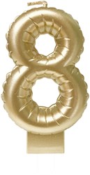 Taartkaarsje Nummer 8 'Folieballon' Goud