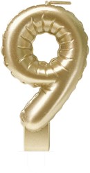 Taartkaarsje Nummer 9 'Folieballon' Goud
