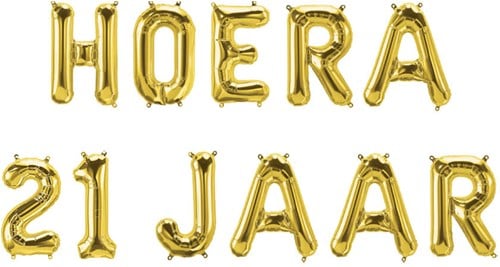 Folieballon Letterslinger Hoera 21 jaar