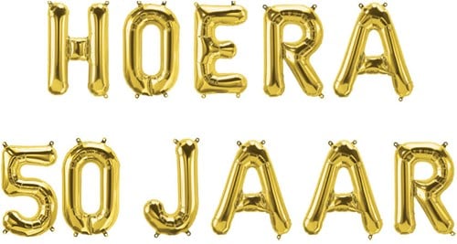 Folieballon Letterslinger Hoera 50 jaar