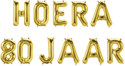 Folieballon Letterslinger Hoera 80 jaar
