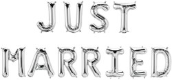 Folieballon Letterslinger Just Married - Zilver