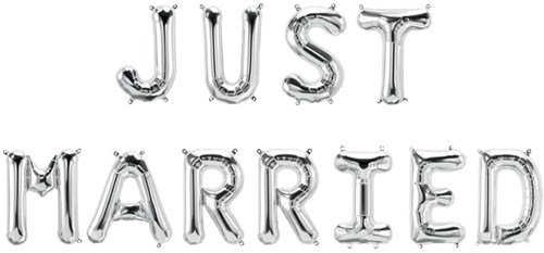 Folieballon Letterslinger Just Married - Zilver