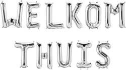 Folieballon Letterslinger Welkom Thuis - Zilver