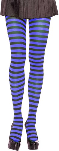 Gestreepte Panty Zwart-Blauw Luxe