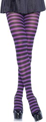 Gestreepte Panty Zwart-Paars Luxe