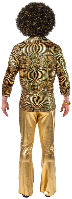 Disco Blouse Heren Hologram Goud-Zwart (achterkant)