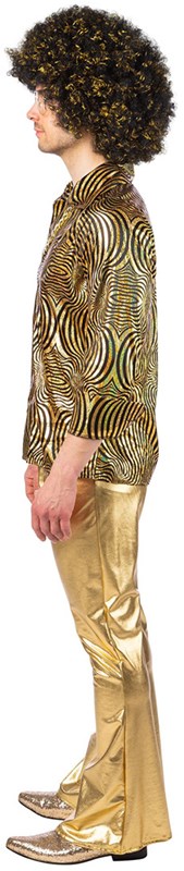 Disco Blouse Heren Hologram Goud-Zwart (zijkant)