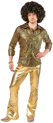 Disco Blouse Heren Hologram Goud-Zwart
