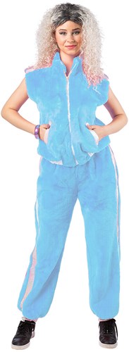 Dames Trainingspak Pluche Blauw-Zilver