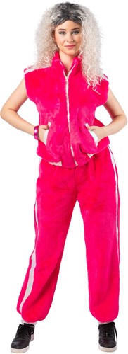 Dames Trainingspak Pluche Pink-Zilver