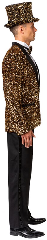 Gouden Pailletten Jas / Colbert Heren Luxe (zijkant)