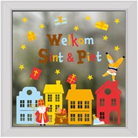 Raamstickers Welkom Sint & Piet - 30x21cm (voorbeeld)