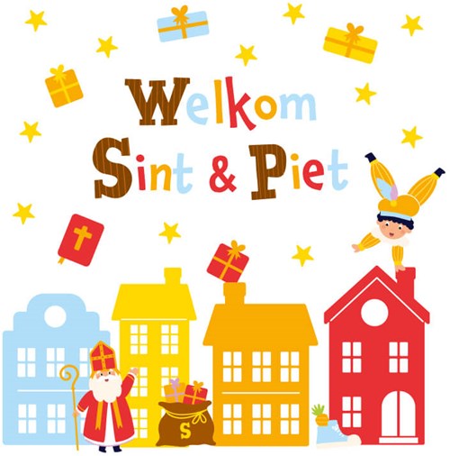 Raamstickers Welkom Sint & Piet - 30x21cm