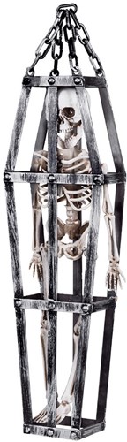 Halloween Hangdecoratie Skelet in Kooi (50cm)