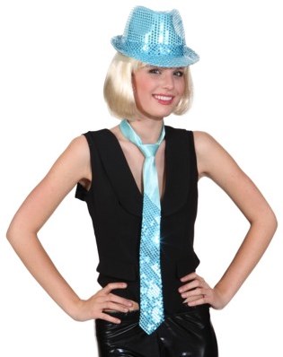 Stropdas Disco Pailletten Turquoise-2