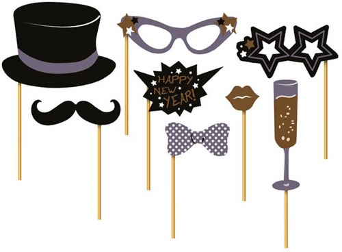 Photo Booth Props Happy New Year (8 delig)