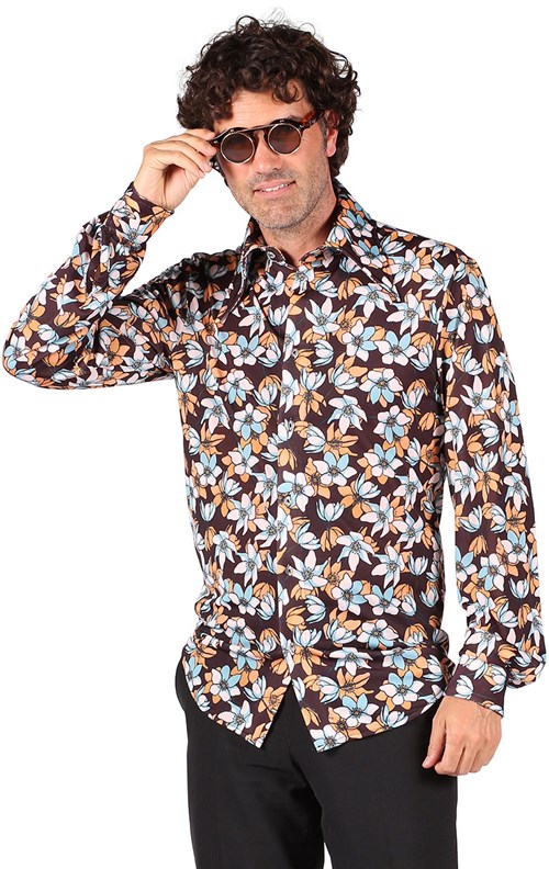Heren Seventies Retro Blouse Hawaii Flowers-2