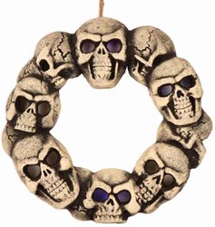 Halloween Decoratie Krans Skull met Licht (38cm)