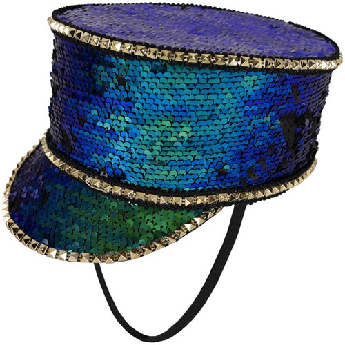 Fanfare Hoed Pailletten Paars-Turquoise