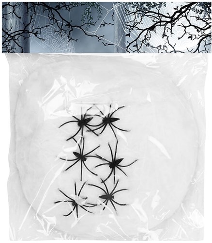 Spinrag 100gr + 6spinnen Wit