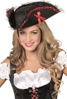 Driesteek Piratenhoed met Pailletten en Strikjes 