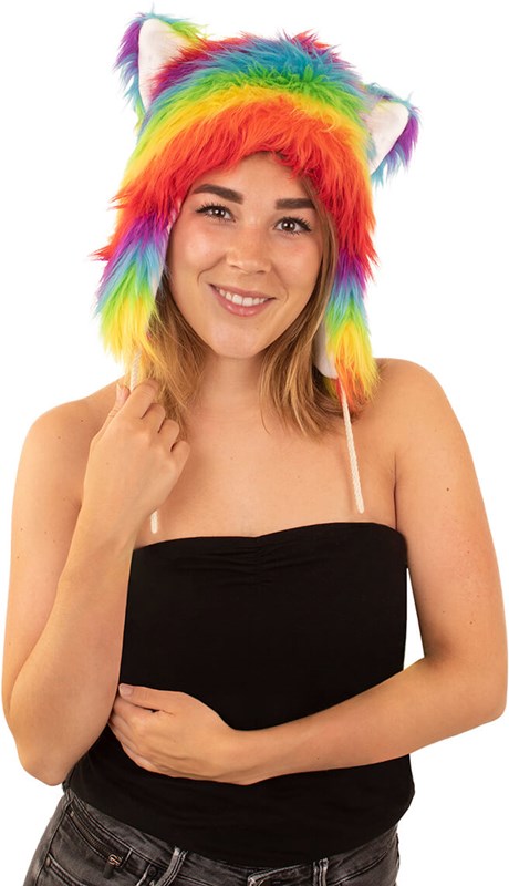 Poolse Muts Pluche Muts met Oortjes Regenboog Kopen? | Carnavalsland.nl