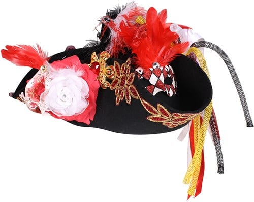 Carnavalshoed Driesteek Rood-Wit Luxe