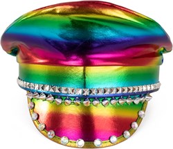 Kapiteinspet Regenboog Metallic