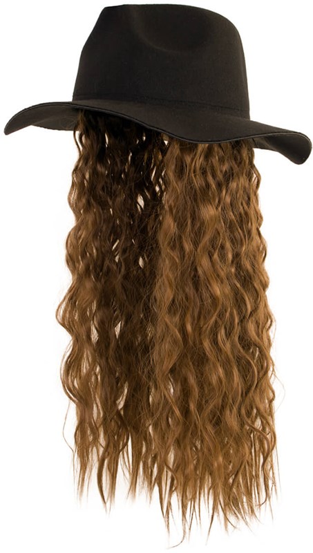 Zwarte Hoed met Bruine Haren