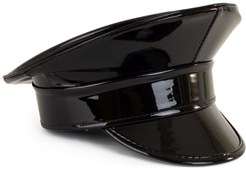 Kapiteinspet Metallic Zwart (zijkant)