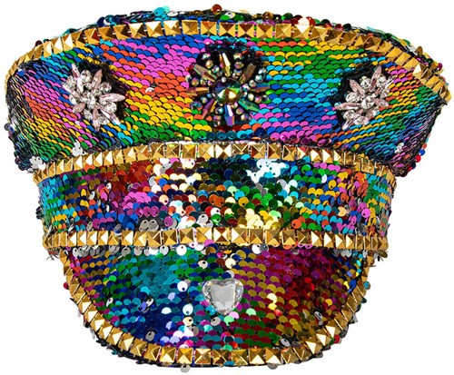 Kapiteinspet Regenboog Pailletten Luxe