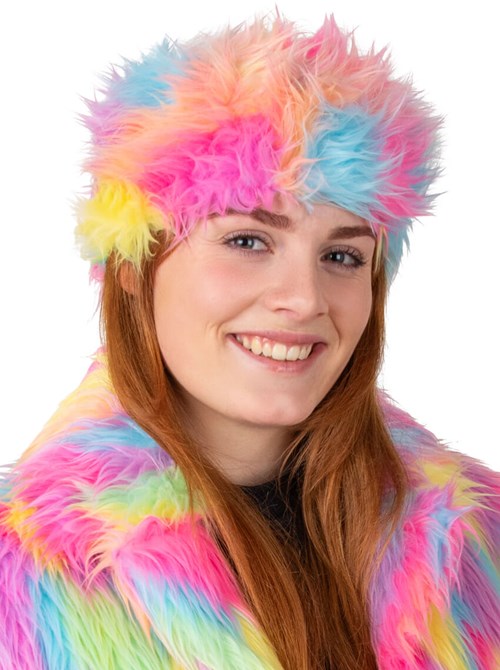 Pluche Hoofdband Regenboog Pastel