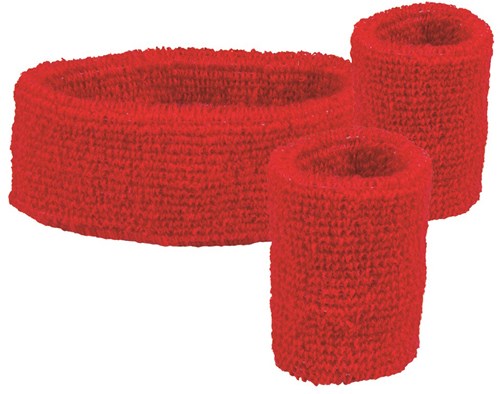 Set Zweetbandjes + Hoofdband Rood